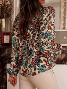 Spring/Summer New Women's Top, Paisley Print Shirt, Versatile Slimming Fashion Stand Collar Long Sleeve Blouse - Multicolor - View 5