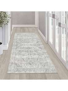 1PCS  Distressed Runner Rug For Hallway  Vintage Kitchen Rugs Non Slip Floor Carpet Runner Washable Area Rug Runner For Bedroom Laundry Room  Carpet In Autumn And Winter - 灰色/米色 - 查看 11