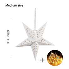 1/3 piezas Luz colgante LED con forma de estrella plegable, luz de papel con forma de estrella y luna, luces y adornos decorativos para el Día de San Valentín, adecuado para decoración de habitaciones, fiestas, Navidad y festivales - luz cálida - Ver 8