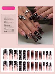 24片法式渐变美甲贴纸套装，包含1片果冻胶和1个指甲锉，法式美甲贴片，持久贴合，易于粘贴，适合女性和女孩日常、嘉年华派对和其他场合的美甲用品。 - 彩色 - 查看 2