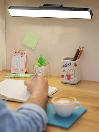 1个自粘式护眼台灯，大学生学习灯，智能柔光酷炫台灯，USB供电，3种颜色模式，可调光，学习灯，衣柜灯