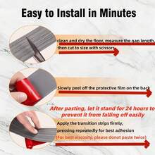 1pc 39.37 Inch Gray Self-Adhesive Vinyl Transition Strip, Composite Flooring Divider, Used To Connect Floor Gaps And Carpet Thresholds, Carpet Threshold Transition Strip, Suitable For Hotel/Restaurant/Office/Commercial Tile Floors - Multicolor - View 8
