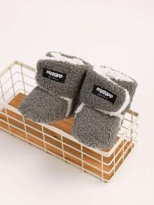 婴儿鞋、新生儿袜鞋、拖鞋、冬季保暖婴儿床鞋、幼儿鞋 - 灰色 - 查看 2