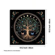 1pc Enchanting Tree Of Life Tarot Tablecloth With Tarot Bag - Vibrant Polyester Altar Mat With Celestial & Floral Design For Tarot Reading, Witchcraft & Astrology, Tarot Tablecloth Boho Playmat Cloth Home Decor - White - View 12