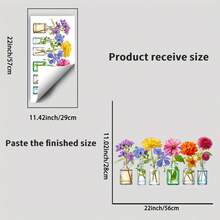 1pc Realistic Wild Flower Vase Window Sticker, Reusable PVC Static Cling Glass Decal For Spring, Suitable For Living Room, Bedroom, Kitchen, Home Window Decor And Bird Deterrent - Multicolor - View 8