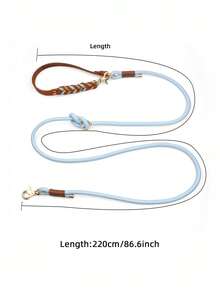 1pc Handmade Braided Genuine Leather Pet Collar, Suitable For Medium To Large Dogs, Multifunctional Leash