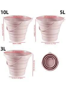 1pc Foldable Bucket With Handle - Durable Plastic Collapsible Bucket, Suitable For Car Washing, Camping, Fishing And Cleaning - Lightweight And Portable, Large Capacity Camping Water Container - Multicolor - View 5