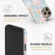 Colorful Small Floral Scripture Two-In-One Matte Texture Phone Case Suitable For Compatible With Iphone17,16, 15, 14, 13, 12, 11, PRO MAX,PLUS,As Well As , Galaxy S21/22/23/24/25 Ultra/FE+,NOTE20 Ultra,A71/56/55/54/53/52/36/34/26/25/23/16/15/14/13/06 - 彩色 - 查看 3