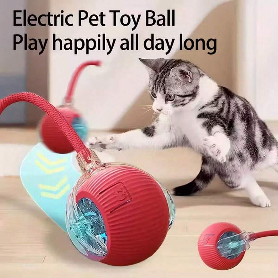 1 buc Jucării interactive aleatorii pentru pisici de interior, Jucării automate pentru pisici/pisici pentru pisici adulte plictisite de interior, Jucărie interactivă cu rolă cu bilă rotativă automată, activată prin mișcare, reîncărcabilă prin USB, Potrivită pentru toate rasele și dimensiunile de pisici, Minge pentru pisici