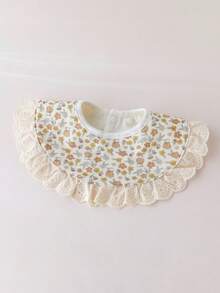 新生儿纯棉心形围兜，婴儿防口水巾，公主风超大双层围兜 - 彩色 - 查看 10