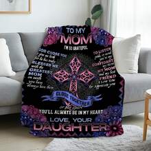 Give Me The Most Beautiful Gift For My Mom - A Blanket, With A Retro And Warm Style,Super Soft Flannel Printed  Blanket,As Birthday Gifts, Family, Wedding, Souvenir Blankets, Polyester Blankets Suitable For All Seasons, Washable, Machine Washable, Lightweight, Breathable, Comfortable, Warm, Unique, 280gsm For Him, Her Personalized Ideal Gifts For Her, Perfect Nap, Camping, Travel, Home, Daily Life, Office Decoration, Birthday, Anniversary, Valentine's Day, Thanksgiving, Christmas, Halloween, Mother's Day, Wedding, New Year Gifts ,Sofa,Bed,Car,Bedroom,Living Room,Office,  Outdoor Camping, Beach,Wall Decoration - 多色4 - 查看 3