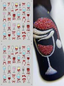 2 pezzi Decorazioni per unghie a forma di fiocco in vetro blu, viola e vino, adesivi 3D a forma di fiocco e nastro, per decorazione unghie stile Y2K, San Valentino, Capodanno, per manicure fai-da-te, accessori per salone - Multicolore - Visualizzare 4