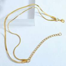 1 szt. Minimalistyczna wodoodporna dwuwarstwowa bransoletka ze stali nierdzewnej ze wężowym łańcuszkiem