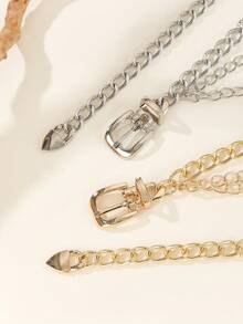 1 قطعة سلسلة/حزام خصر بشكل بيضاوي وبيضاوي صغير من الفضة والفيروز عصري