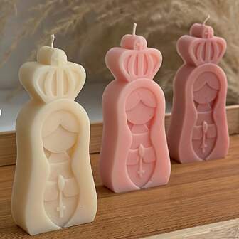 3D可爱圣母玛利亚硅胶模具，卡通祈祷蜡烛模具，适用于DIY树脂、石膏艺术品、洗礼和节日礼物家居装饰