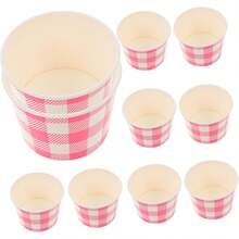 30piezas Vasitos Desechables Para Helado y Postres Tazones De Cartón Para Cumpleaños y Picnics Diseño Cuadros - rosax3uds - Ver 3
