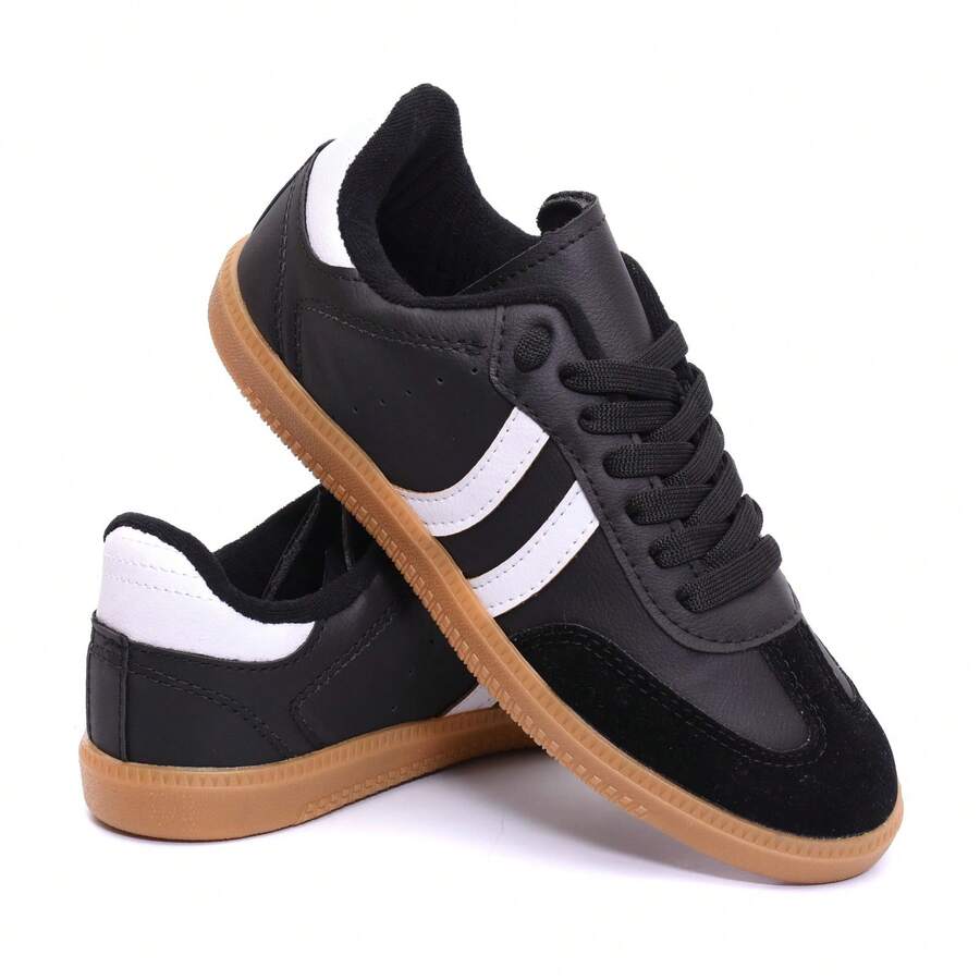 Women's Casual Vintage Style Sneakers – Young And Modern Look, Stylish, Comfortable, Soft, Street Style Sneakers - 黑色 - 查看 1