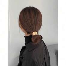 1pc Metal Buckle Hair Tie Ponytail Holder, Elegant And Simple Casual,Gold Hair Head Piece Ponytail Holders Hair Elastics Hair Rubber Bands Scrunchies Hair Rope Elastic Hair Tie, Hair Bobbles - 金色 - 查看 2