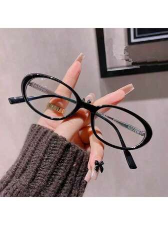 1pc Full Frame TR Frame Metal Leg Oval Small Frame Retro High-End Decorative Indoor Computer Reading Outdoor Photochromic Fashion Glasses