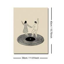 1幅复古留声机情侣跳舞帆布海报（带框/不带框），音乐主题酒吧墙面艺术印刷品，简约美学装饰画，复古风格，适合音乐爱好者、宿舍、客厅、卧室、现代家居装饰 - 彩色 - 查看 12