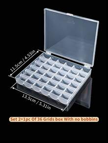 1套透明梭芯盒或梭芯盒套装，多功能家用缝纫机绕线轴，梭芯收纳盒，缝纫配件，空盒可选，塑料梭芯和金属梭芯3种款式，25槽和36槽2种尺寸