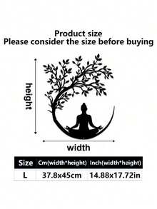 1 peça de arte de parede em metal com a Árvore da Vida e Buda da Meditação, artesanato multifuncional para pendurar na parede, ideal para escritório, sala de estar, quarto, pátio, cozinha, terraço, entrada de loja, café, salão de dança, bar e sala de ioga. Decoração zen para parede, decoração moderna para casa, presente perfeito para inauguração de casa, aniversário ou Natal. - Multicolorido - Ver 8