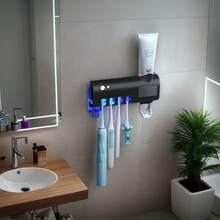 Toothbrush Holder, 4 Toothbrush Slots & UV Toothbrush Sanitizer, Smart Home Bathroom Accessories,Toothbrush Holders For Bathrooms - Black - View 6