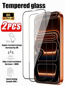 2-Pack 9H 9D Full Screen Tempered Glass Screen Protector, Compatible With IPhone 17 Pro Max. 9H Hardness High-Definition Tempered Glass Screen Protector, Full Screen Tempered Glass Protection, Scratch-Resistant And Durable, Compatible With Apple 17/Air/17 Pro/16 Pro Max/15 Pro Max/14 Pro Max/13/12/11 Pro Max/7/8/SE2/X/Xs/Xr/Xs Max. - Clear - View 17
