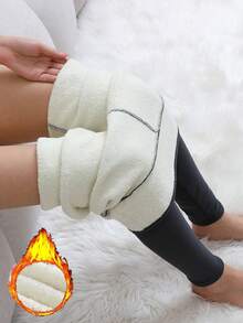 Women'S Thermal Leggings - Extreme Cold Weather Pants With Non-Slip Grip, Stretchy Winter Pants For Everyday & Formal Outfits - Elegant Leggings For Fall/Winter Seasons, Winter Leggings, Cold Weather Apparel, Embroidered      Comfortable Stretchy Plush Pants - Embroidered Style - Autumn And Winter For Women - Thickened And Lined Leggings - High-Waisted Elastic Trousers For Winter Warmth    High Waist Stretch Leggings With Embroidery And Fleece Lining - Warm, Thick Fit For Autumn And Winter, Machine Washable, High Waisted Leggings - 灰色 - 查看 3