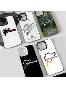 1PC Luxury Nurburgring Sport Racing Phone Case IMD color silver shell Covercompatible with  16 15 14 13 12 11 Pro Max Plus Anti Fall  Hard, Cover compatible with  17 pro hülle,  17 pro max hülle,  17 hülle,  16 pro hülle - z9 - Übersicht 7