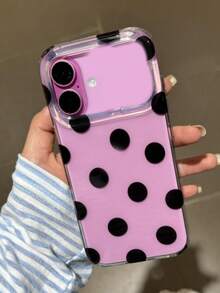 Ốp điện thoại thời trang chấm bi đen tối giản dễ thương, tương thích với các dòng 12/13/14/15/16/17 Pro Max/14/15/16 Plus/17 Air/17 Pro/11. Thiết kế phối màu tương phản thời trang, khung đen chống sốc. Món quà lý tưởng cho bạn bè hoặc phụ nữ, quà tặng mùa xuân. - Chấm bi đen trong suốt - Xem 3