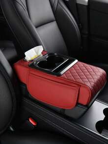 1 Universal Faux Leather Car Armrest Pad With Tissue Box, Coaster, And Storage Pocket - Functional 4-In-1 Comfortable And Durable Vehicle Center Console Cover,Car Armrest Storage Box, Car Armrest Pad, Central Armrest Box, Premium Ergonomic Armrest Box, Comfortable Driving Upgrade, Wear-Resistant And Easy To Clean, Fit Multiple Vehicle Models, New Tissue Box Storage With Cup Holder, Layered Storage, Great Gift For Holidays
