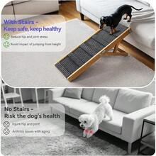 2025 Upgraded Dog Ramp For Couch Foldable Small Dog Ramp For Low Bed 4 Adjustable Height From 13'' To 21" Portable Stable Pet Steps With Non-Slip Pad Pet Ramps Use For Sofa Couch Stairs - Walnut - View 2