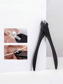 高级黑蚂蚁指甲钳，德国工艺双头弯直镊子，角质层推钳，指甲剪，指甲打磨器，适用于美甲沙龙或家庭使用 - 黑色 - 查看 3