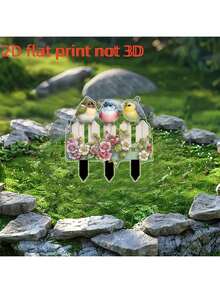 Bohemian Style, Three Little Birds Garden Decoration, Acrylic Sign, Multi-Purpose Animal Theme Garden Art, Rain And Scratch-Proof Outdoor Flower Pot And Garden Display Sign - Multicolor - View 2