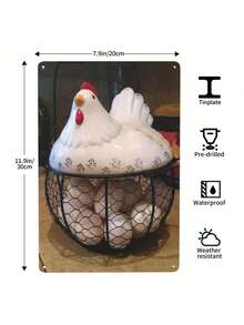 1pc, Vintage Chicken Egg Basket With Lid Metal Vintage Iron Signage (8''x12'') - Metal Wire Egg Holder For Kitchen Counter - Farmhouse Decor And Storage Solution For Fresh Eggs, Outright Funny Poster, Outdoor Wall Decoration, Porch Garage Home Decoration, Coffee Bar Club Decoration, Farm Garden Wall Art Iron Signage Decoration, Holiday Gifts - trắng - Xem 7