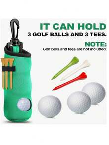 1pc Golf Tee Holder, Golf Ball Carry Bag Pouch Golf Ball Holder Keychain Belt Clip, Golf Gifts Accessories - Black - View 7