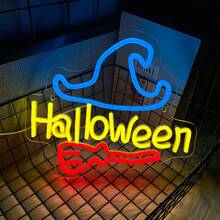 Biển hiệu neon Halloween vui nhộn, Biển hiệu LED hình con dơi Halloween để trang trí tường, Sử dụng nguồn USB, Đèn neon trang trí tiệc, phòng giải trí, phòng ngủ, phòng trẻ em, phòng khách, quán bar, trang trí ngày Halloween, Dễ dàng lắp đặt. - ánh sáng đa sắc - Xem 9