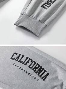Men's Drawstring Spring/Summer Lightweight Loose Elastic Sports Pants, Fashion Letter Print Sweatpants - Grey - View 6