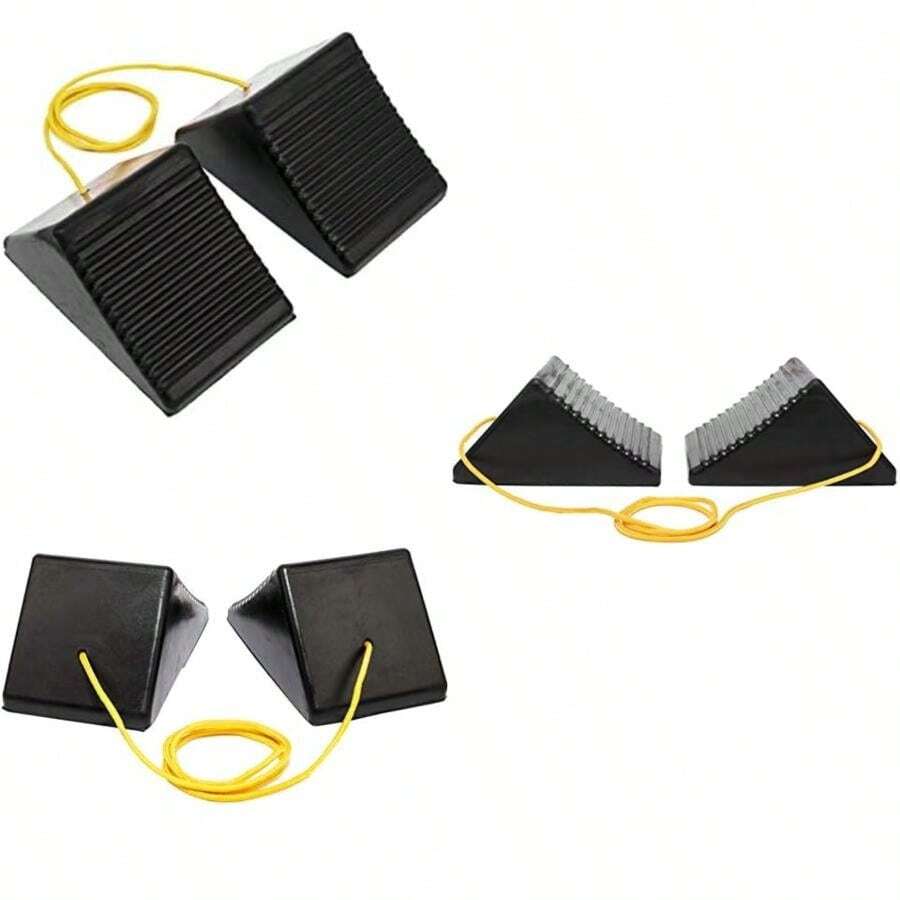 MaxxHaul 50012 - Calza de Rueda de Goma con Cuerda, 8 x 5 x 4 Pulgadas, Paquete de 2(MaxxHaul 50012- 8" x 5" x 4") - Multicolor - Ver 1