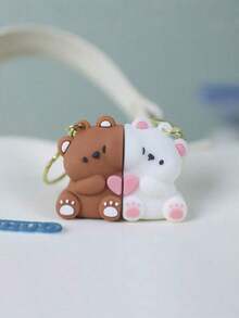 2pcs Premium Personalized Couple Keychain, Suitable For Christmas, Mother's Day, New Year, Birthday, Back To School, Party Gifts - Nâu và Trắng - Xem 4