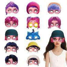 12pcs 2026 New Witch Hunting Girl Group Theme Party Photo Props - KPOP Girl Group Cosplay Masquerade Half Face Paper Mask, Perfect Birthday Gift, Christmas Gift & Collectible - Multicolor - View 5