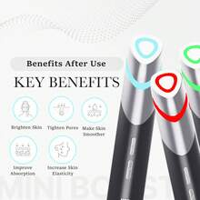 四合一微电流面部按摩器，专业美白加速器 - 三色LED光疗、EMS震动、嫩肤棒，女士家用护肤工具，增强吸收，令肌肤更光滑、更亮泽、更有弹性、更容光焕发。高端韩国护肤品，USB充电式家用美容仪，适用于面部、颈部、眼周，所有肤质。 - 黑色 - 查看 2