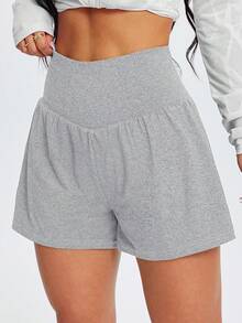 1pc Women's Summer Fitness Gym Running Outdoor Casual Floral Print Sports Shorts With Pockets, Versatile For Daily Wear - Light Grey - View 5