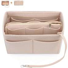 1pc Extra Large/Large/Medium/Small Multi-Functional High Capacity Felt Cloth Inner Lining Makeup Bag Felt Bag Removable Organizer Pouch Travel Accessories - Beige - View 3