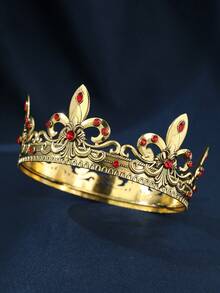 1件装金/银国王皇冠男士王子头饰皇家中世纪头箍，适用于角色扮演、生日、舞会服装配饰 - 皇冠 - 查看 3