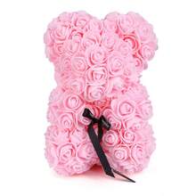 1 pièce Ours en rose, meilleur cadeau pour la Saint-Valentin, la Fête des Mères, l'anniversaire de mariage, l'anniversaire, ours en peluche fait main, ours en fleurs préservées mignon et romantique (boîte-cadeau non incluse) - Rose pâle - Voir 5