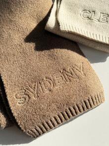 1pc Customized Embroidered Knit Scarf, Fashion Autumn/Winter Warm Wool Blend Neck Warmer, Versatile Outdoor Scarf, Personalized Gift For Christmas, Party, Anniversary - Unique Accessory