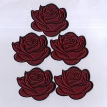 5 piezas de parches bordados con flores de rosa, parches decorativos de aplicación para chaquetas, jeans, camisetas, bolsos - Multicolor - Ver 15