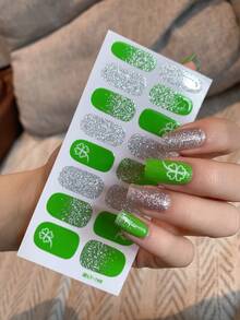 1 miếng dán móng tay nghệ thuật chủ đề Ngày Thánh Patrick mới, thiết kế tự dính phủ toàn bộ móng, dán kín móng, chống thấm nước, có thể tháo rời, dành cho nữ, miếng dán móng tay tự dính cho nữ, dễ sử dụng, thích hợp cho các dịp lễ, tiệc tùng, quà tặng sinh nhật. - màu xanh lá - Xem 2
